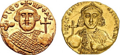 Илл. 50. Монеты Леонтия (695–698) и Анастасия II (713–715)