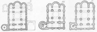 Илл. 55. Объекты № 55, 100, 113 с лестничными башнями